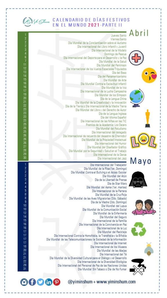 Calendario D As Fechas Y Efem Rides Mundiales E Internacionales