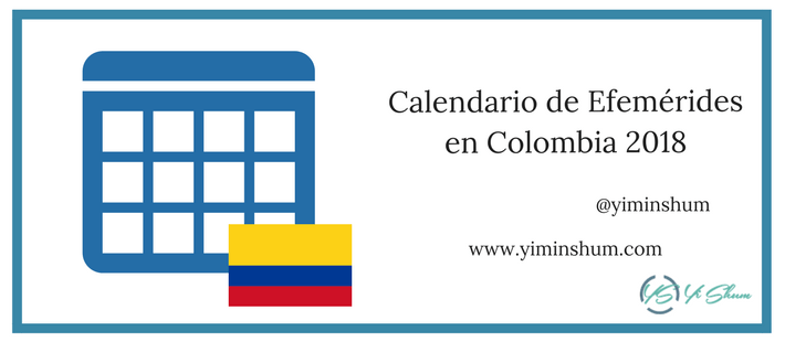 Calendario de efemérides en Colombia 2018 imagen