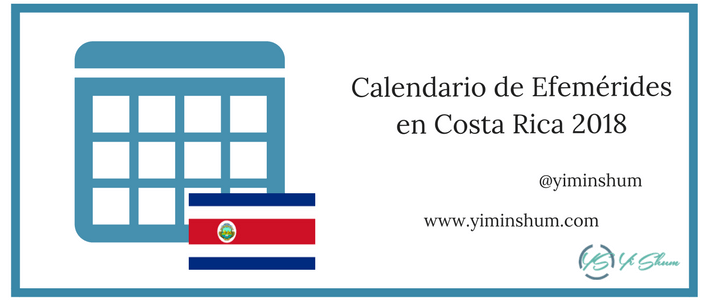 Calendario de efemérides en Costa Rica 2018 imagen