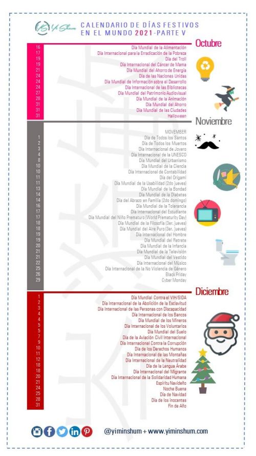 Calendario 2021: Días, Fechas Y Efemérides Mundiales E Internacionales