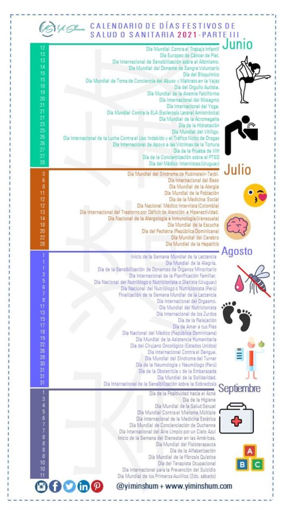 Salud y Sanitaria 2021 Días y fechas mundiales e internacionales